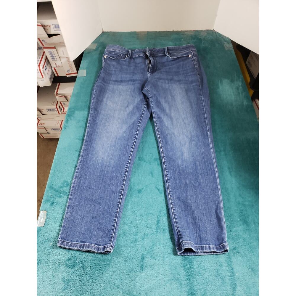 JJill Jeans Size 16 Womens Blue Pants Stretch Denim Ladies Mid Rise Slim Ankle